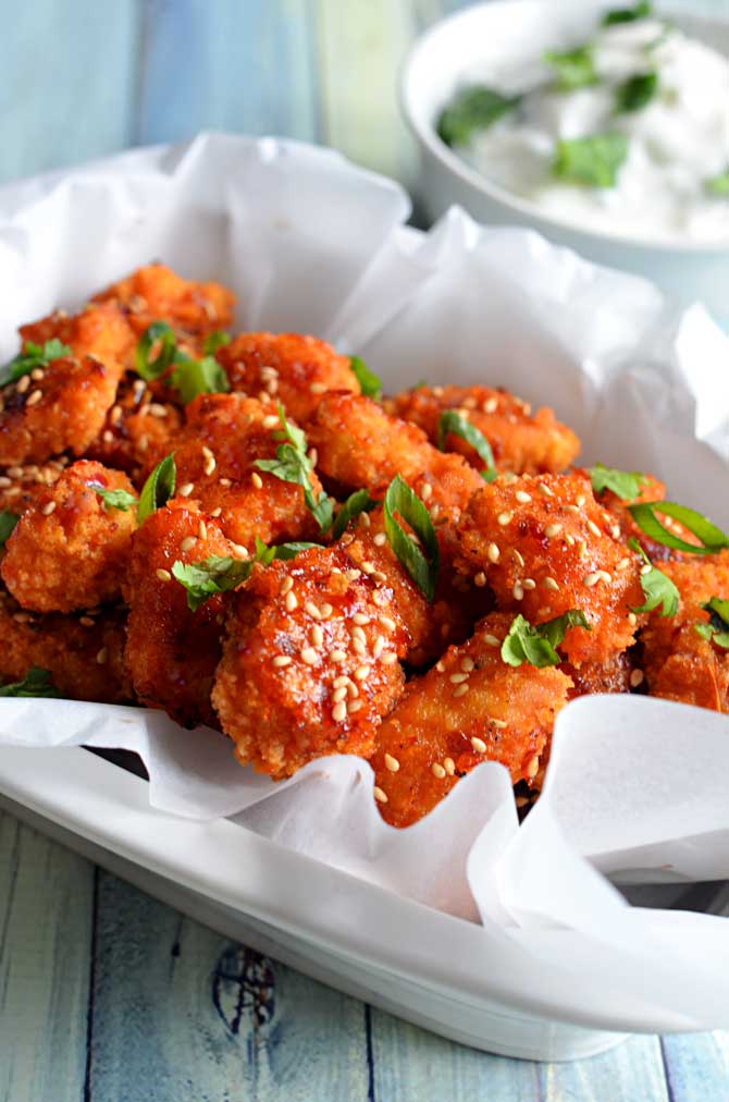 Baked Sweet Chili Garlic Popcorn Chicken