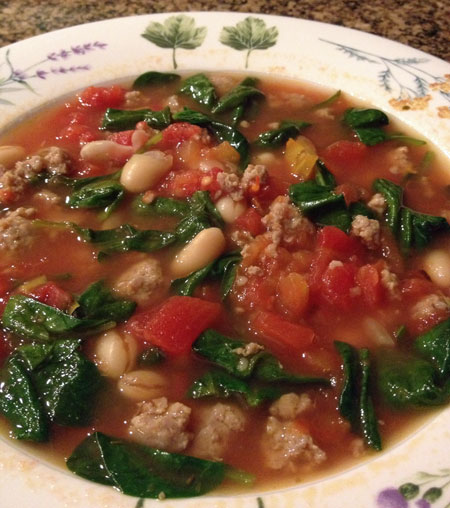 Sausage, Spinach, and Bean Soup